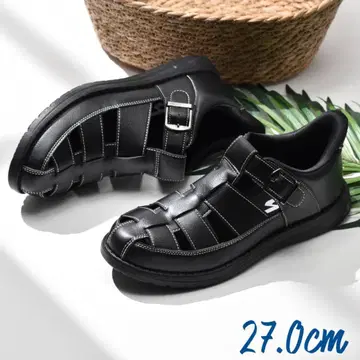 샌들 27.0cm 블랙 남성용 오피스 샌들 통기성 손으로 신을 수 있는