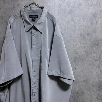 00s 반팔 패턴 셔츠 폴리에스테르 남성용 4XL 그레이 구제 의류