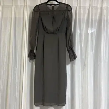 쉬폰 긴팔 차콜 드레스