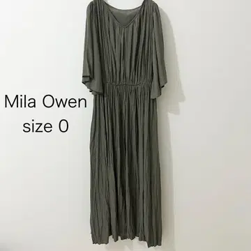 새상품급 Milaowen 허리 마크 맥시 원피스 카키 플레어 소매