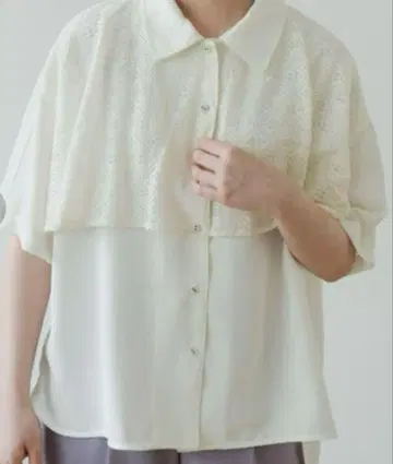 idem 레이스 레이어드 블라우스/레이스 레이어드 반팔 블라우스