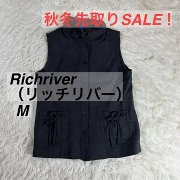 Richriver (리치리버) 스탠드 칼라 베스트 포켓 리본
