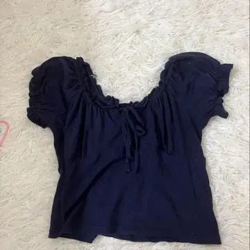 네이비 프릴 반팔 상의