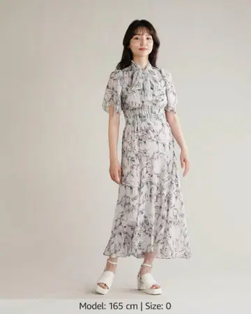 snidel 스나이델 보타이 셔링 프린트 원피스