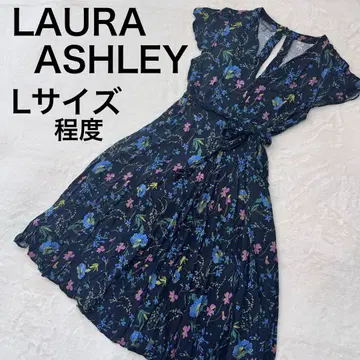 LAURA ASHLEY 꽃무늬 프렌치 슬리브 무릎 아래 원피스 L 사이즈