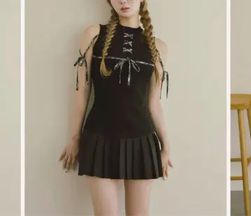 Darich 다리치 도킹 레이스업 미니 원피스 free 사이즈