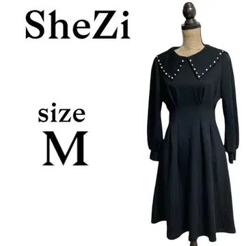P1796 SheZi [ M ] 원피스 롱 긴팔 펄 플레어