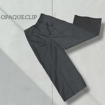 [여성용] 팬츠 와이드 팬츠 체크 무늬 그레이 센터 프레스 팬츠
