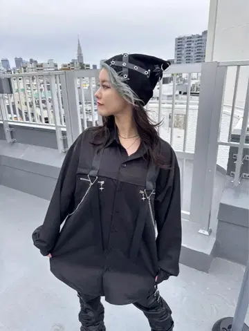 THICC PSYNYNN 크로스 체인 서스펜더 셔츠 서브컬쳐 서브지라