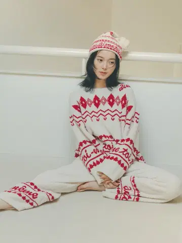 SNIDEL HOME 로즈힙 오일 자카드 니트 상하의 셋업