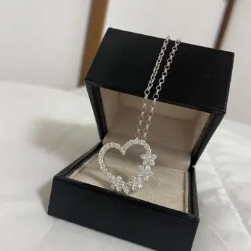 [ 925 각인 ] 실버 오픈 하트 목걸이 탑 CZ 다이아