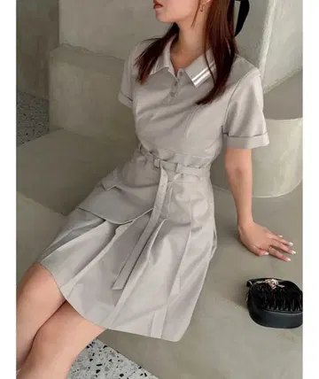 폴로 라이크 플리츠 미니 원피스 그레이 M