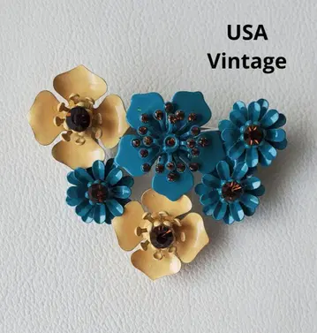 USA Vintage 플라워 부케 비쥬 브로치 주얼리