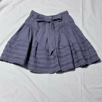 원더풀월드 피코 가공 미니 플레어 스커트 프릴 리본 보라색