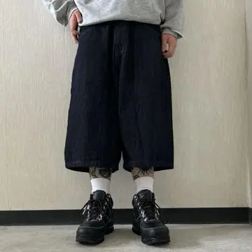 Rocawear 다크 네이비 리지드 조츠 배기 데님 하프 팬츠 Y2K