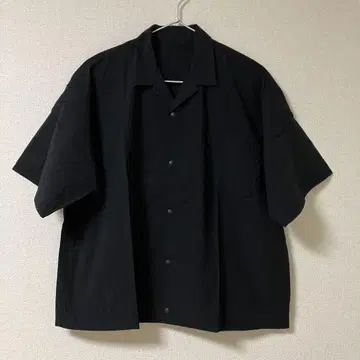 MUJI Labo 강연 워싱 포플린 리버서블 반팔 셔츠