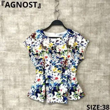 [ AGNOST ] 꽃무늬 페플럼 블라우스 반팔 블라우스 SIZE 38