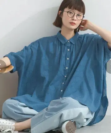lupilien 루피리앙 도트 자카드 개더 블라우스 인도 면
