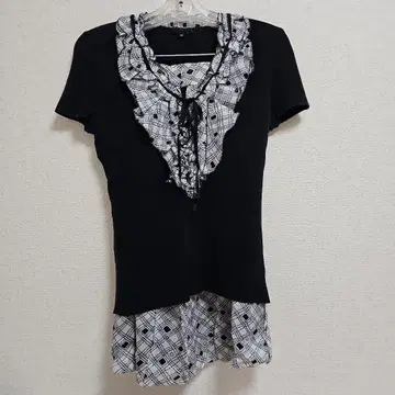 프릴 블랙 화이트 셋업