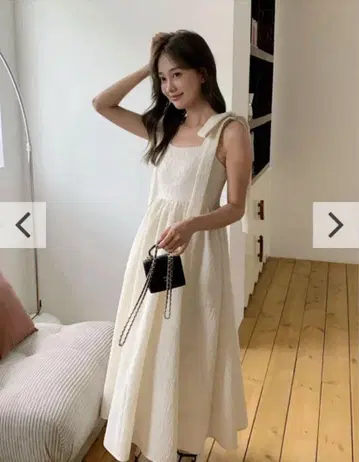 JACQUARD RIBBON SHOULDER DRESS