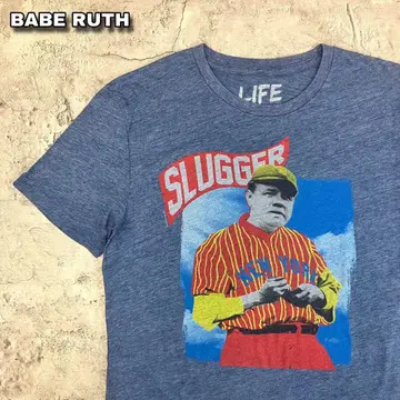 BABE RUTH 베이브 루스 티셔츠 구제 의류 빅 프린트 인디고 L