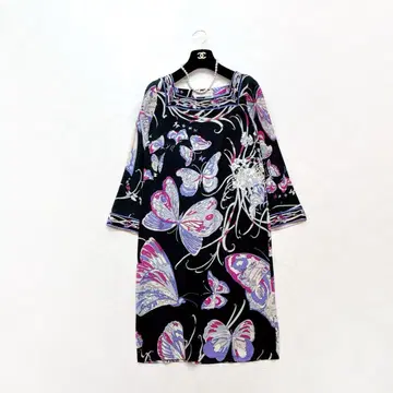 [ EMILIO PUCCI ] 실크 96% 나비 패턴 튜닉 원피스 I38