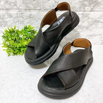 컨디션 최상 BUENO 부에노 크로스 벨트 샌들 가죽 블랙 23cm