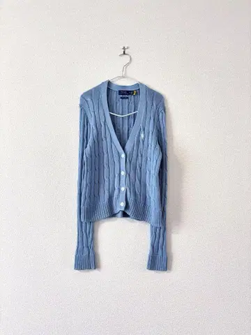 폴로 랄프 로렌 피마 코튼 케이블 가디건 스카이 블루 M