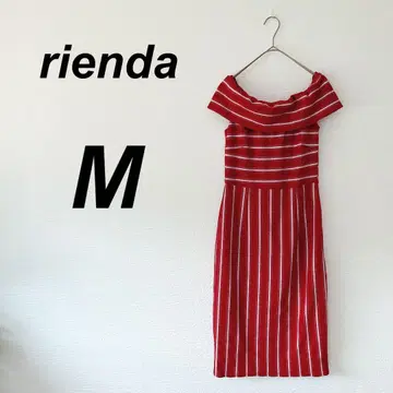 rienda 새상품급 오프숄더 원피스 M 빨간색 보더 스트라이프