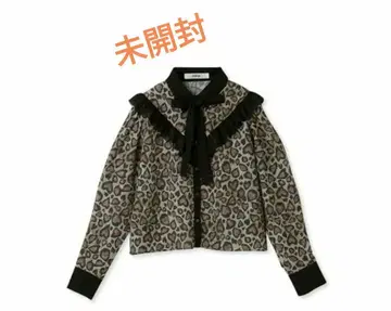 하트 레오파드 블라우스 RWFT234056 레오파드 무늬 블랙 리본