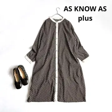 AS KNOW AS plus 배색 프론트 오픈 코쿤 롱 원피스