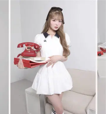 Darich 다리치 벌룬 폴로 미니 원피스 화이트