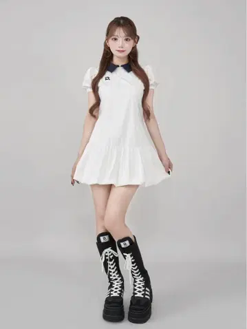 다리치 벌룬 폴로 미니 원피스 화이트
