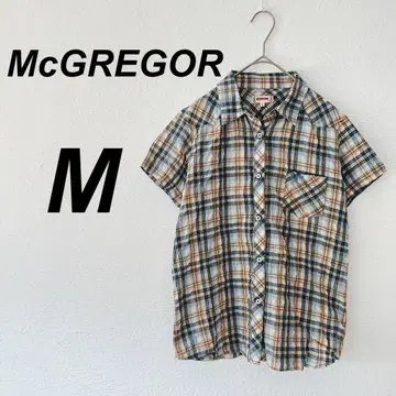 McGREGOR 체크 무늬 반팔 셔츠 M 핑크 노랑 네이비 아메리칸