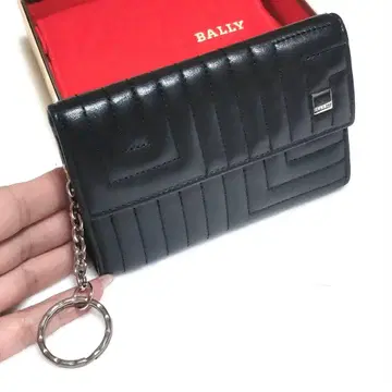 컨디션 최상 발리 BALLY 컴팩트 지갑 코인 케이스 카드 블랙