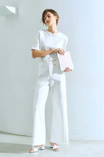 YANUK 와이드 플레어 컷오프 데님