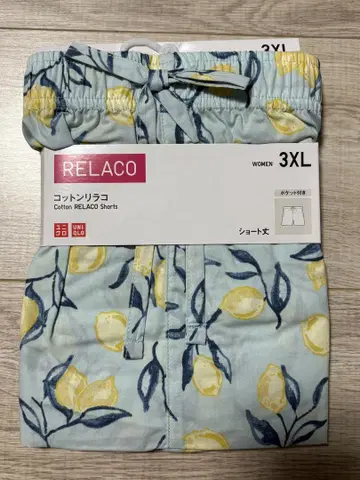 유니클로 UNIQLO 코튼 릴라코 숏 blue 레몬 패턴