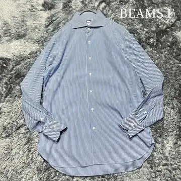 빔즈 F 스트라이프 와이드 칼라 드레스 셔츠 코튼 L 상당 새상품급