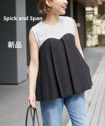 [새상품] Spick and Span 뷔스티에 콤비 슬리브리스 풀오버