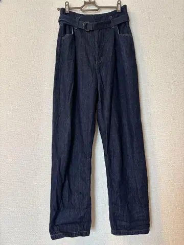 UNIQLO JEANS 벨트 와이드 데님 팬츠