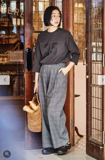THREE FIFTY STANDARD 블루 라인이 포인트인 체크 팬츠