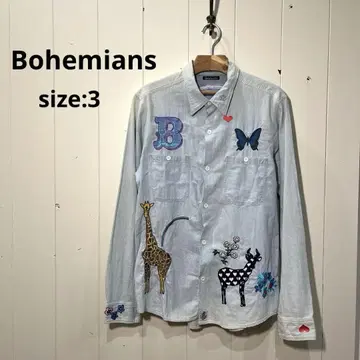 보헤미안즈 Bohemians 셔츠 데님 셔츠 긴팔 애니멀 3 L