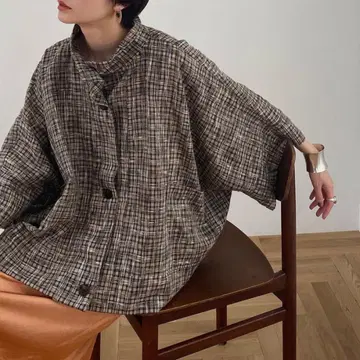 CLANE SEE-THROUGH CHECK OVER SHRITJACKET