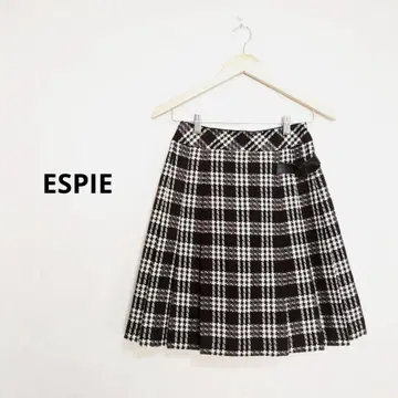 ESPIE 에스피에 블랙 & 화이트 체크 무늬 플리츠 스커트 34
