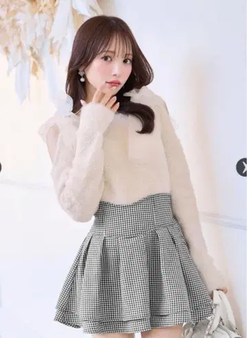 미셸 마카롱 슬림 레그 스커트 하운드투스 체크 패턴 S 사이즈