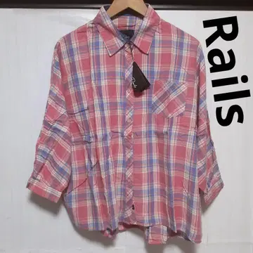 Rails 돌먼 슬리브 체크 무늬 셔츠 핑크 S 사이즈 택 포함 새상품