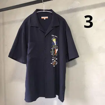 CASTELBAJAC 린넨 오픈 카라 셔츠 네이비 XL 일본제