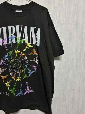 NIRVANA IN UTERO 티셔츠 빅 실루엣 밴드 티셔츠