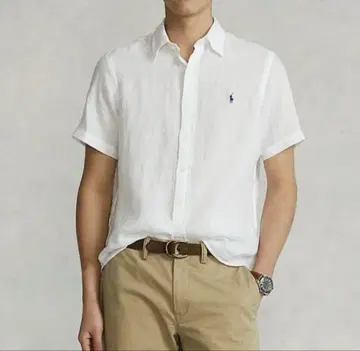 Ralph Lauren 린넨 반팔 셔츠 L 화이트