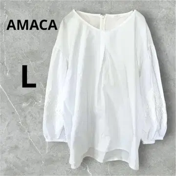 AMACA 아마카 L 소매 레이스 블라우스 화이트 흰색 40 7부 기장